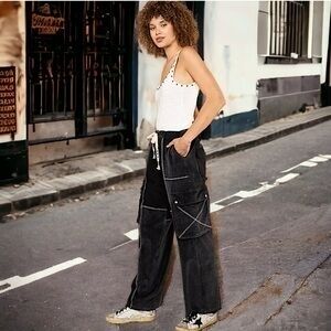 POL Black Drawstring Cargo Trousers